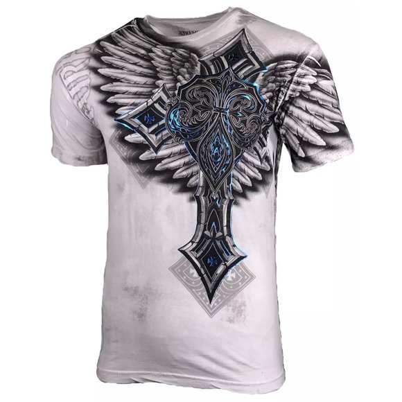Xtreme Couture by Affliction Men's T-Shirt LAST BLOW White Biker Wings MMA - Picture 6 of 8